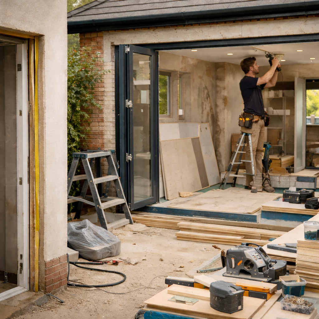 Construction and renovation team working on a residential project